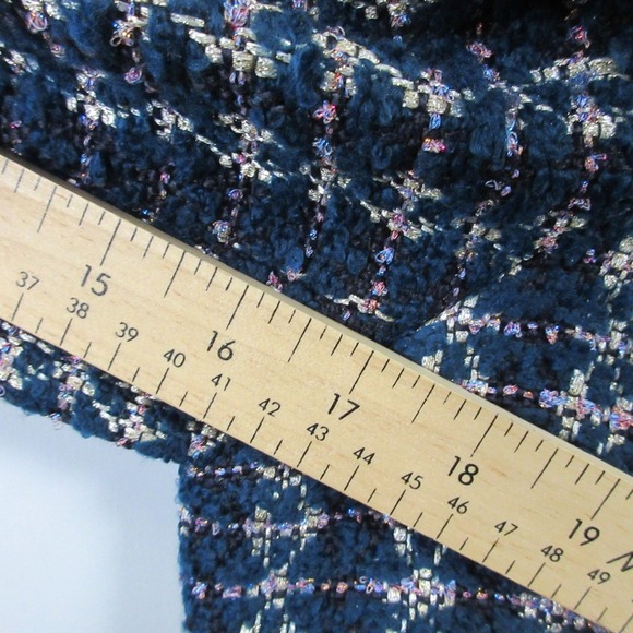 RSVP by Talbots Tweed Blazer Jacket Women 24 Blue Metallic Career Fringe 1096 - Picture 9 of 11